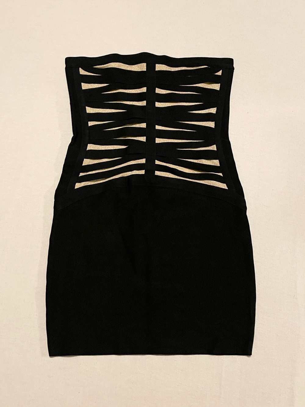 Guess by Marciano Metallic Bandage Cutout Strapless Mini Dress Medium